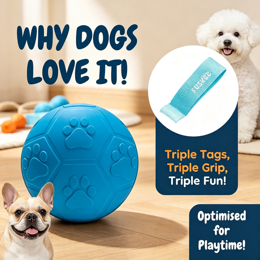 Natural Rubber Dog Fetch Balls, 3‑Pack Non‑Slip Chew Toy Balls for Dogs