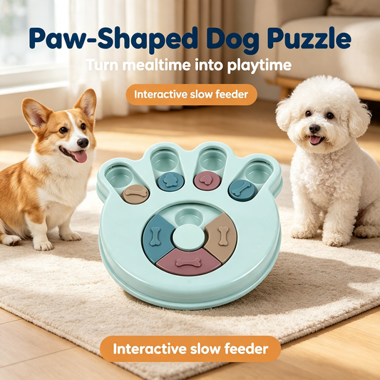 Paw‑Shaped Dog Puzzle Feeder, Interactive Treat Dispensing Toy for Mental Stimulation