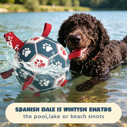 Dog Soccer Ball Toy with Webbing Tabs, Interactive Floating Fetch Toy for Medium Large Dogs