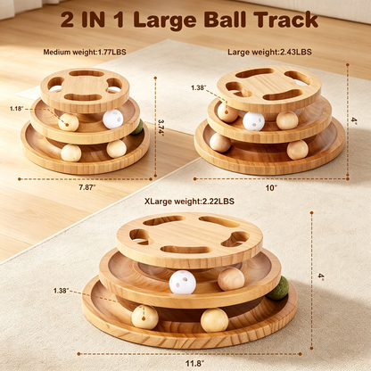 3-Tier Wooden Cat Ball Track Puzzle Toy