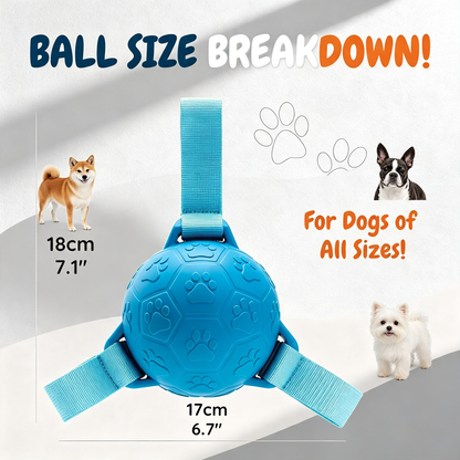 Interactive Dog Ball Toy with 3 Pull‑Tabs, Durable Rubber Chew Toy for Small Medium Large Dogs