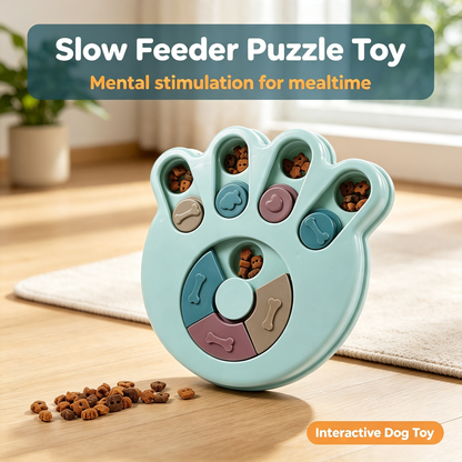 Paw‑Shaped Dog Puzzle Feeder, Interactive Treat Dispensing Toy for Mental Stimulation