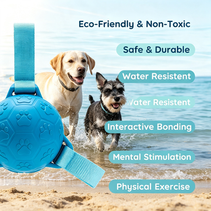 Interactive Dog Ball Toy with 3 Pull‑Tabs, Durable Rubber Chew Toy for Small Medium Large Dogs