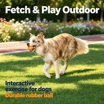 Natural Rubber Dog Fetch Balls, 3‑Pack Non‑Slip Chew Toy Balls for Dogs