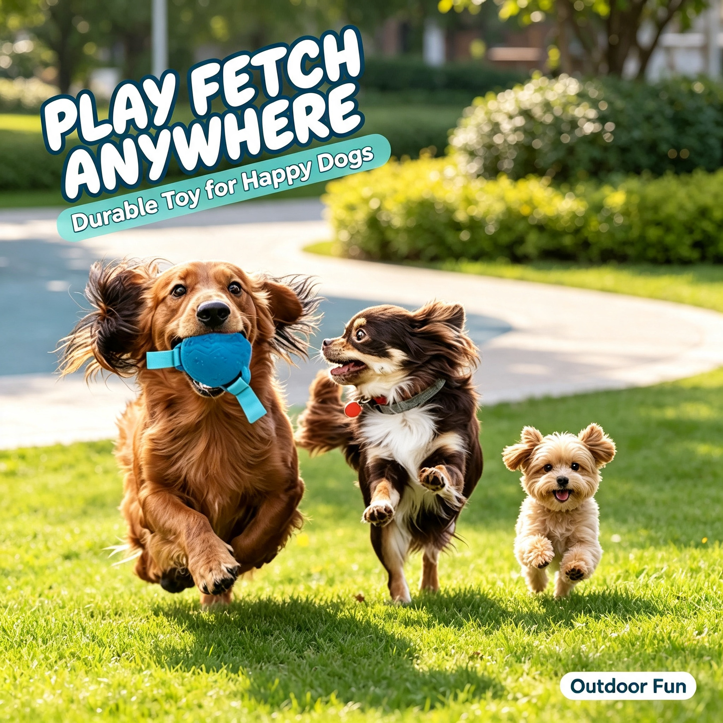Interactive Dog Ball Toy with 3 Pull‑Tabs, Durable Rubber Chew Toy for Small Medium Large Dogs