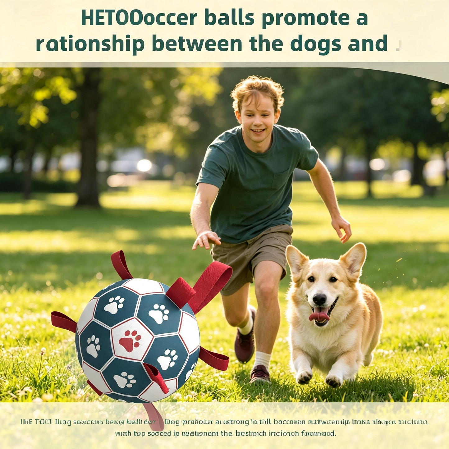 Dog Soccer Ball Toy with Webbing Tabs, Interactive Floating Fetch Toy for Medium Large Dogs
