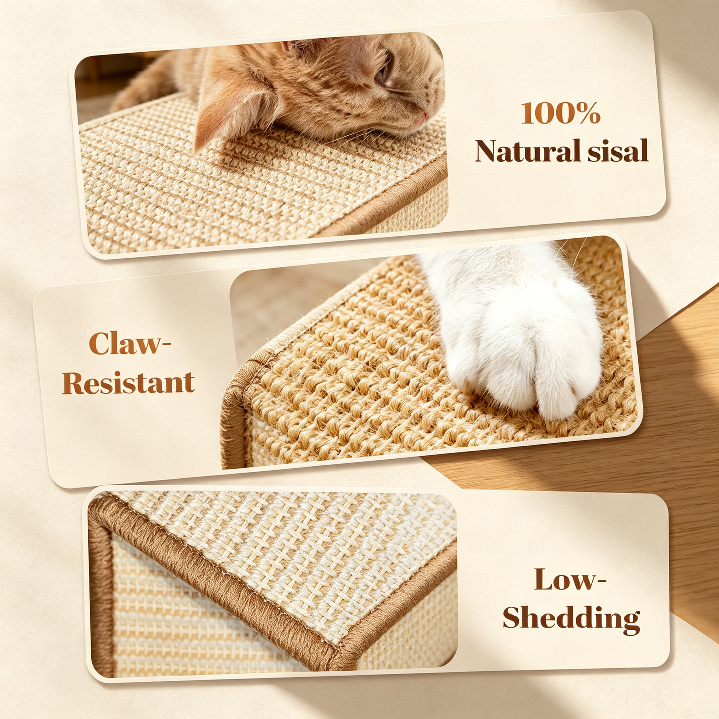 Solid Wood Interactive Sisal Cat Scratcher Toy Tray