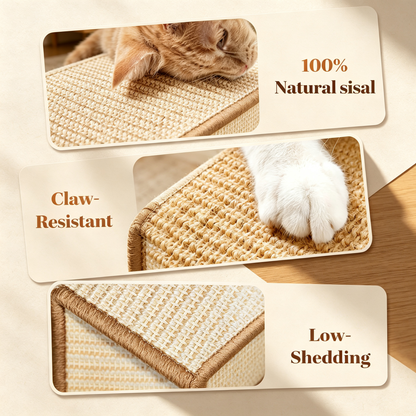 Solid Wood Interactive Sisal Cat Scratcher Toy Tray